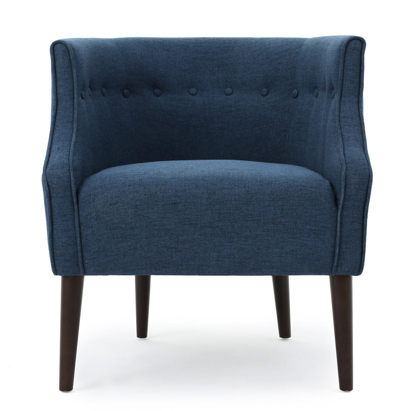 Chaise moderne bleu marine - Tissu d'ameublement, élégant, bois de bouleau club pour la détente baignoire bleue avec capitonnage à boutons et pieds