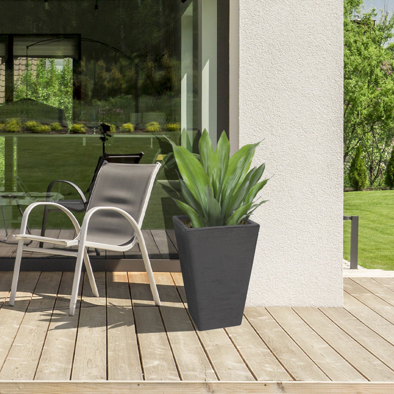 Vladamar ECOBO Eco-Friendly Rectangular Pot Planter Elemento Indoor/Outdoor use Versatile & Lightweight, Black