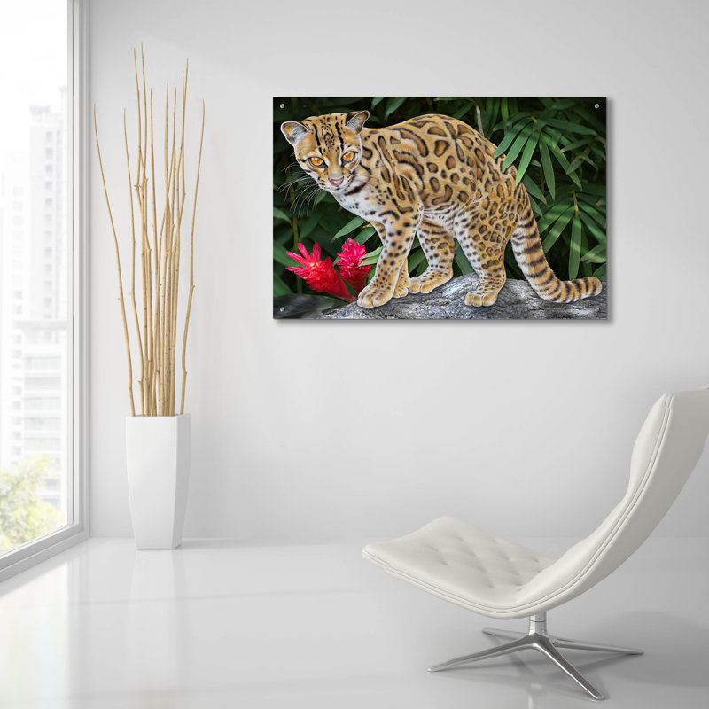  «Margay» par Tim Jeffs, art mural en verre acrylique, H 24 po x l 36 po