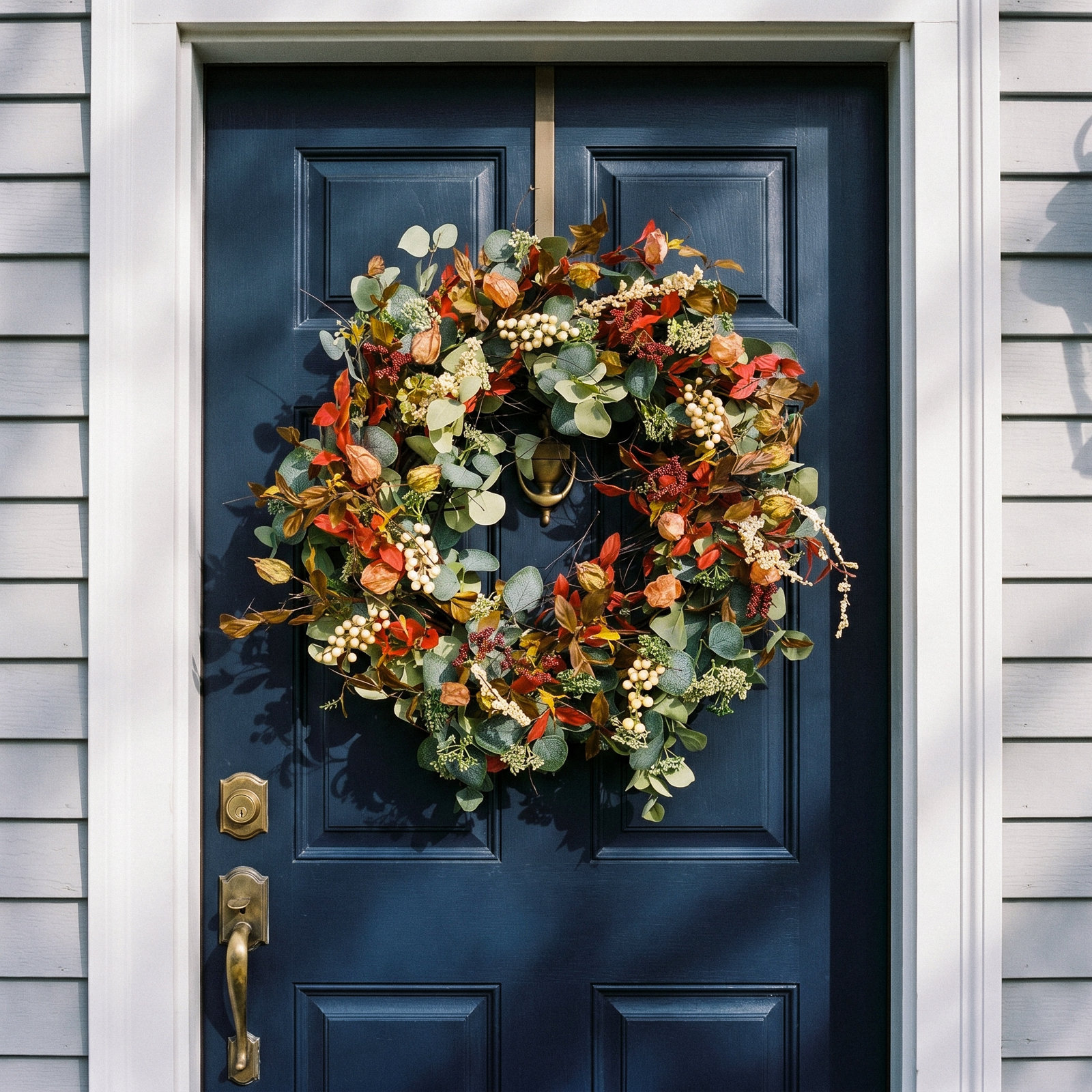 26'' Thanksgiving Handcrafted Faux Eucalyptus, Berry Wreath