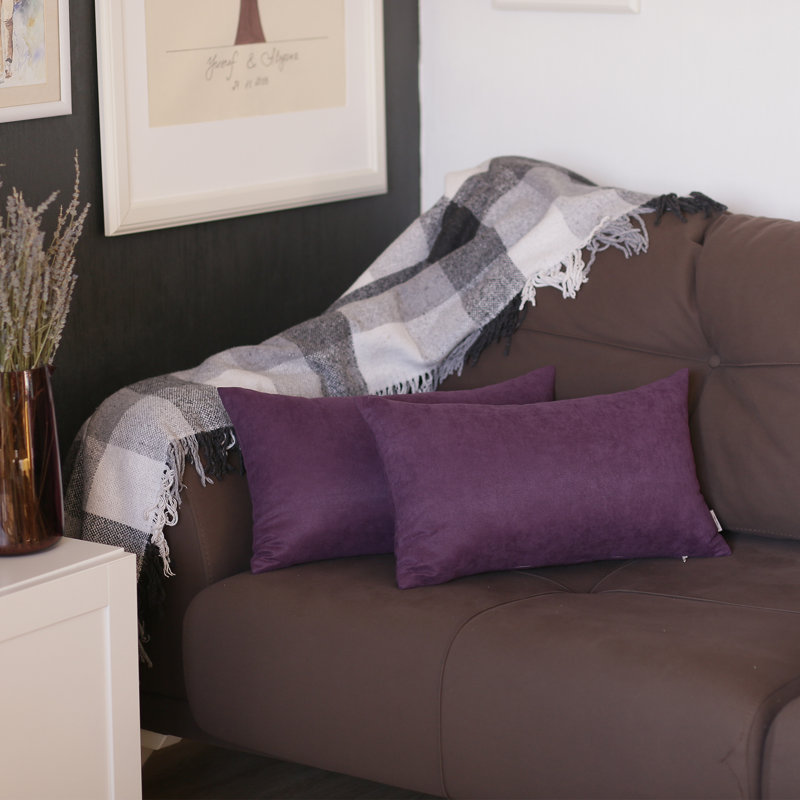 Purple Polyester Lumbar Pillow Covers Set of 2