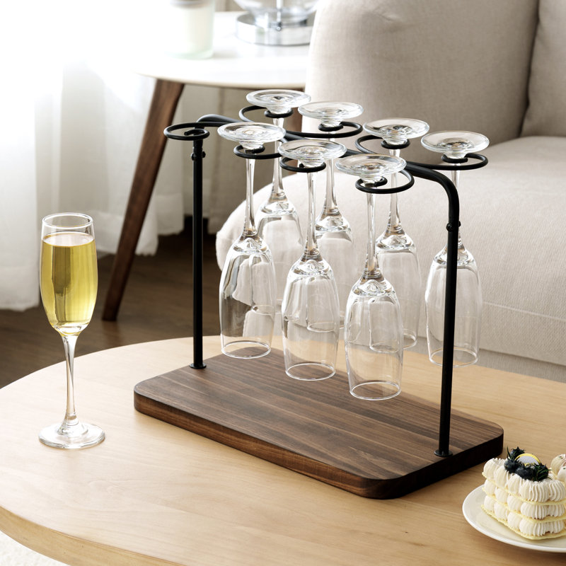 Metal Tabletop Wine Glass Rack In Brown