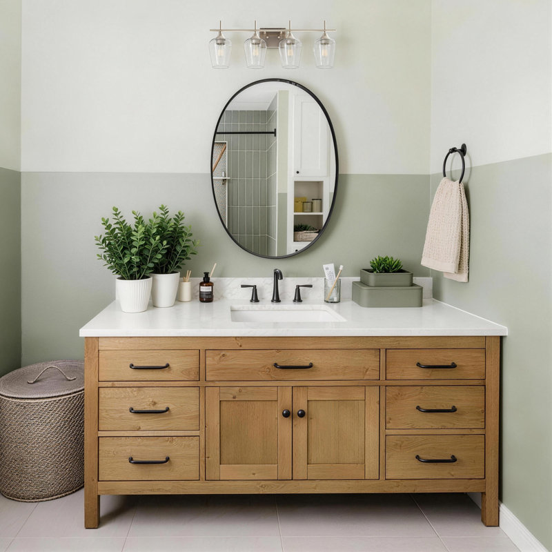 Éclairage pour meuble-lavabo à intensité variable Herminie, Nickel brossé, Clair, 4 lumières