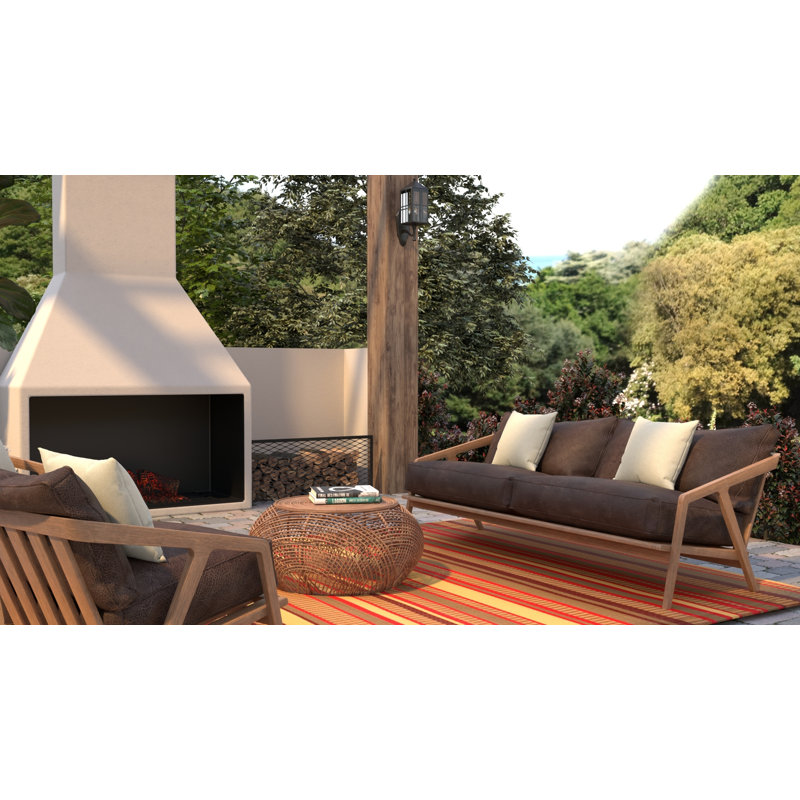 Tapis d'extérieur rayé brun chaud, Rectangle de 5 pi x 8 pi