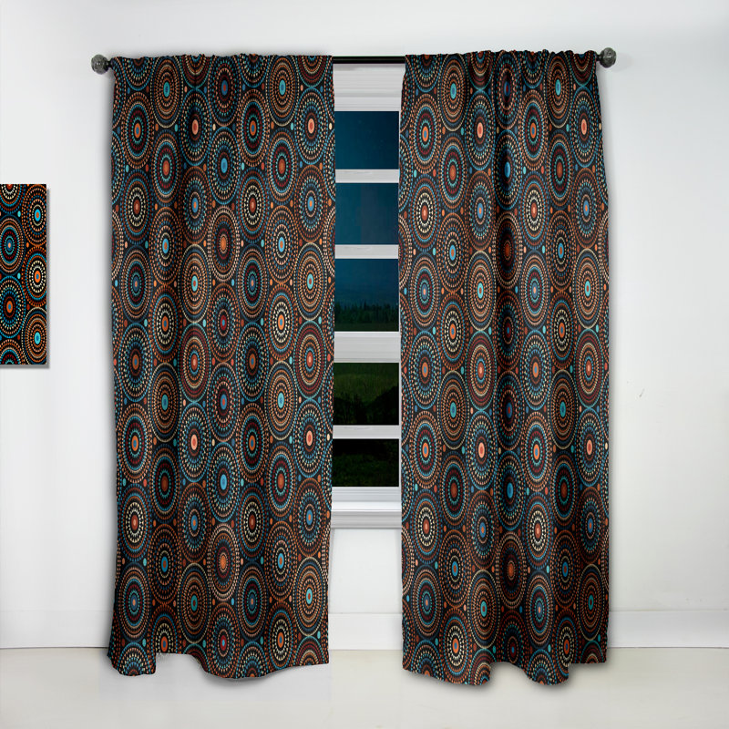 Panneau de rideau occultant à motif géométrique à motif géométrique de style bohémien et éclectique, L 52 po x L 90 po