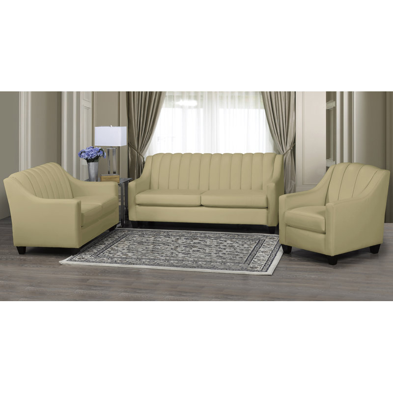 Ensemble de salon en cuir 3 pièces Conkling, Sofa, Loveseat, Chair, Cuir assorti brun clair