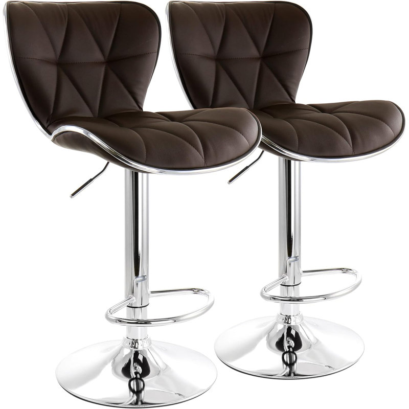 Milorad Swivel Upholstered Adjustable Height Counter Stool, Brown