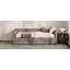 Structure de lit de jour simple rembourré extensible avec lit gigogne, canapé-lit en tissu chenille avec tiroirs de rangement pour le salon-255883704
