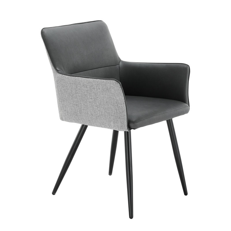 Kamryn 46cm H Linen Upholstered Metal Armchair, Dark Grey