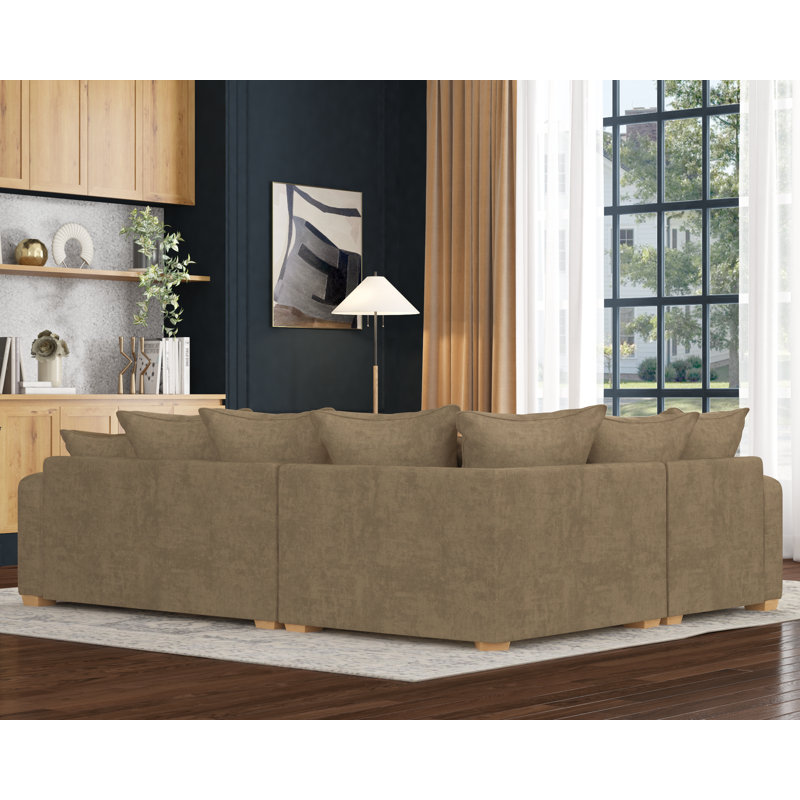 Theadford Corner with two seats, Scatter Back, Right Hand Facing, Ebony Polyester