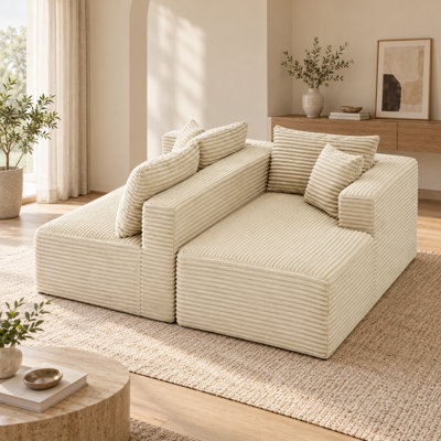 Canapé modulaire en L 105,03 po, canapé rembourré en L avec méridienne pour le salon, canapé 4 places beige