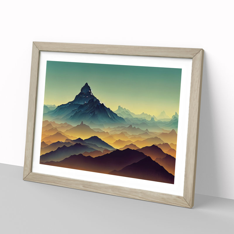 Captivating Mountain Landscape - Framed Print, 34cm H x 46cm W x 2cm D, Oak