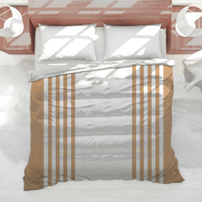 Édredon beige à rayures blanches, Twin Extra Long