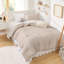 Ensemble d'édredon en vichy brun clair (79 x 90 pouces), ensemble de lit à carreaux brun à carreaux quadrillé pour enfants, 3 pièces de literie en microfibre géométrique légère BCBG-124609686-133330487