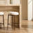 26.5" Modern Glam Backless Counter Height Bar Stool With Hand-Hammered Metal Legs And Linen-Blend Upholstered Seat, Set Of 2-2122931735