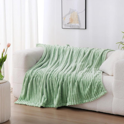 Striped Plush Lightweight Throw Blanket, Ultra Soft & Cozy for Sofa Couch Bed, Machine Washable