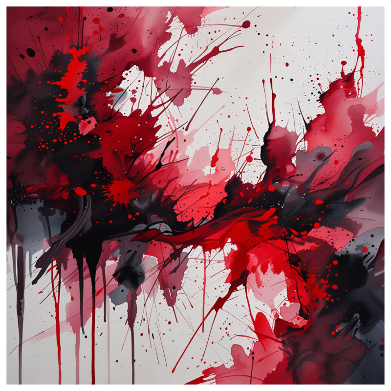 Housse de couette abstraite rouge et noire, Lit simple