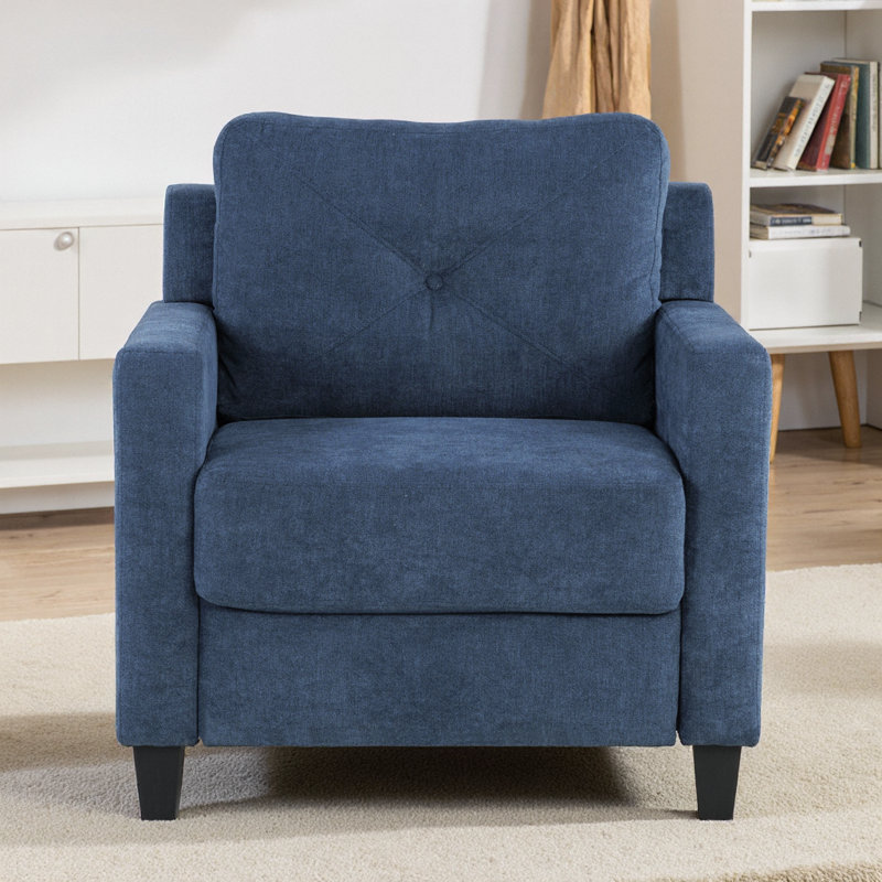 Chaise en chenille Horatio - Élégance intemporelle et confort moelleux pour votre sanctuaire, Marine