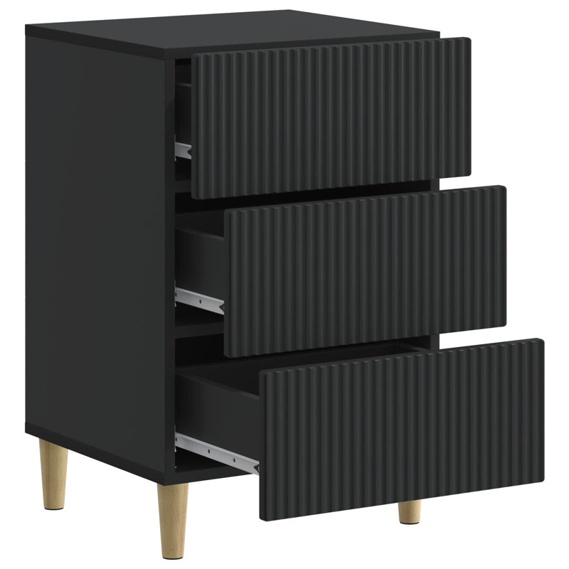 43cm W Manufactured Wood Bedside Table, Black
