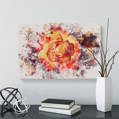 Orange Rose Flower - Wrapped Canvas Print