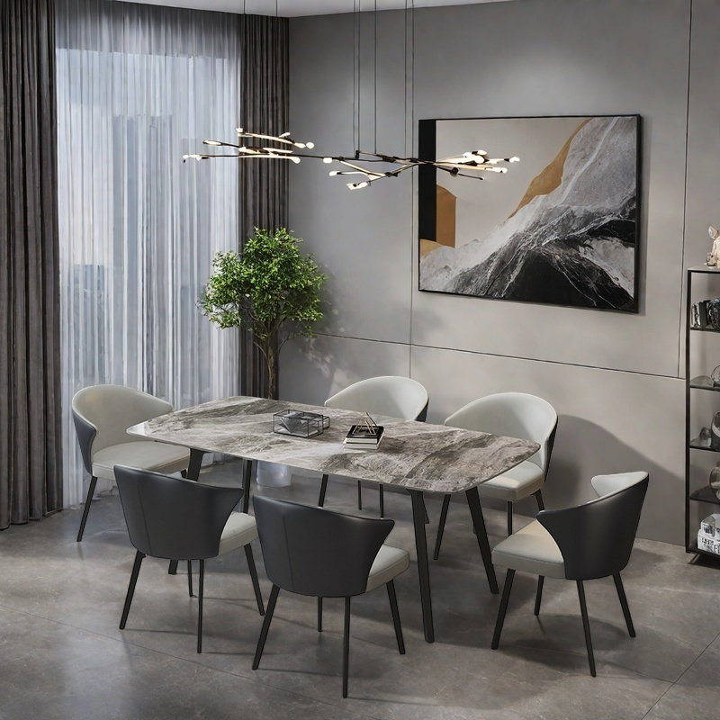 Ensembles de table de salle à manger Graceful Slate., H 29,53 po x L 62,99 po x l 31,5 po