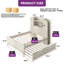 Balconera Platform Bed With Twin Size Trundle, LED Headboard With Storage & Power Outlets-114212891