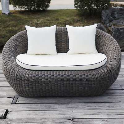 Outdoor Rattan Chair Sofa Leisure Lazy Rattan 61.02'' Wicker Outdoor Loveseat -  Elegant Home Furnishings.s, DQQKARUL