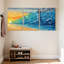 Nautique et plage, océan, vagues, coucher de soleil, phare, plage, ciel, ensemble de 3 reproductions d'art sur toile-877268586