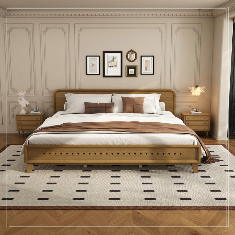 Wood Platform Bed, Natural Yellow, King