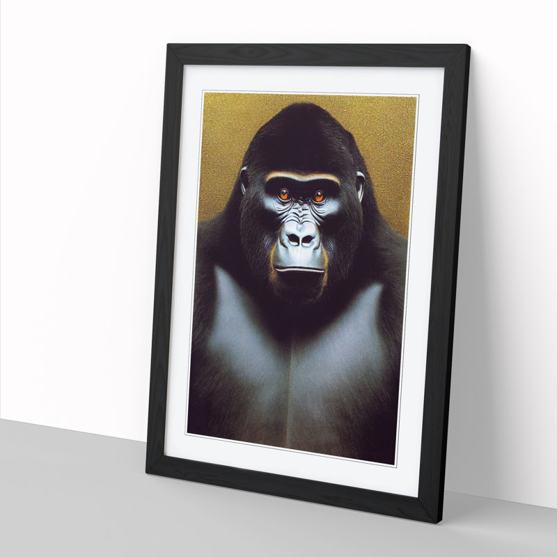 Gorilla - Picture Frame Print, Black, 64cm H x 46cm W x 2cm D