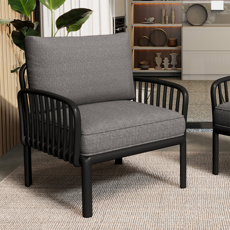 Fauteuil club d'extérieur (sans la table), Gris foncé / Noir