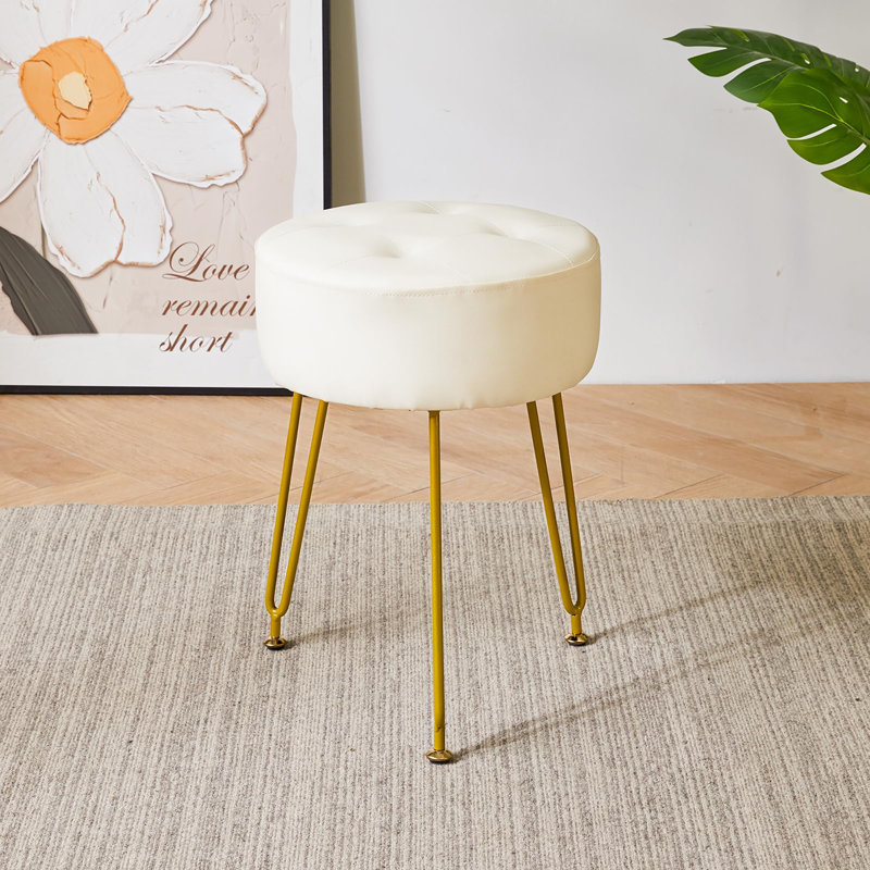 Burdue Steel Accent Stool, Gold, White
