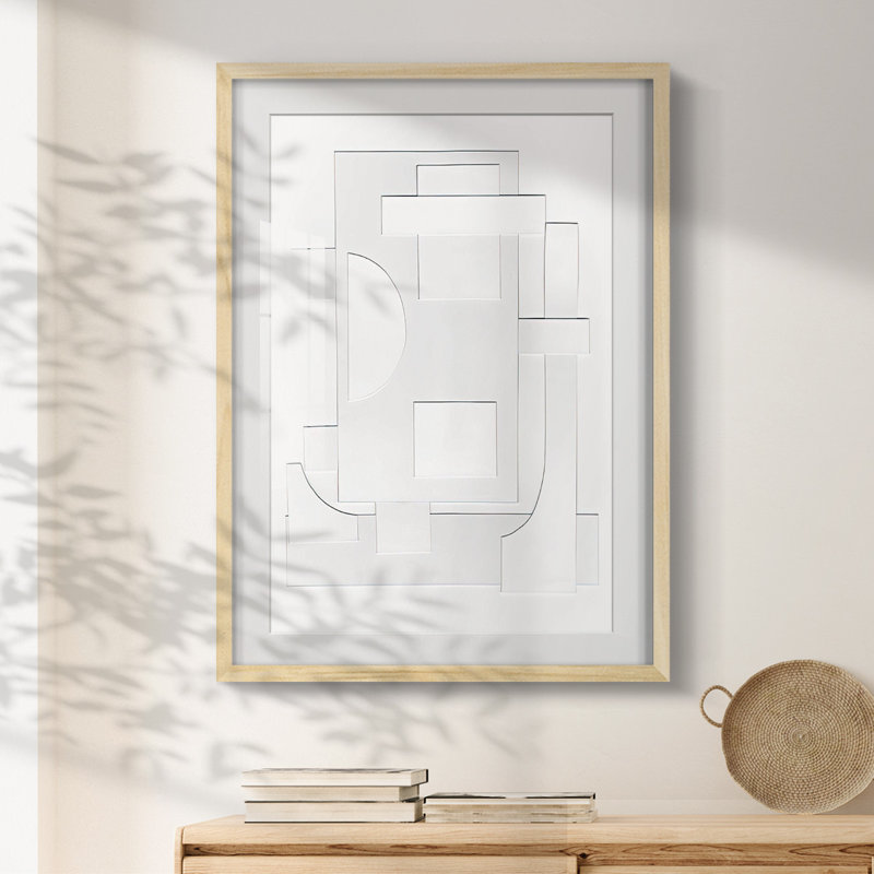 Blanc géométrique II - impression encadrée, Naturel, H 28,5 po x l 20,5 po