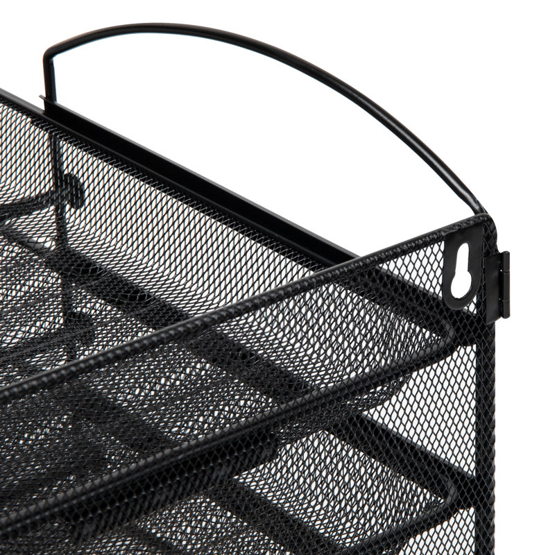 Black Metal Mesh 4-Tier Wall Mountable Letter Tray