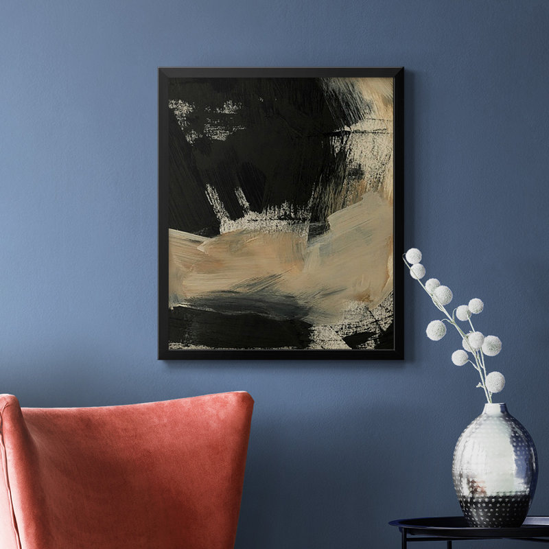 Toile encadrée de qualité supérieure Baked Paintstrokes VI - prête à être accrochée, H 24 po x l 20 po, Noir