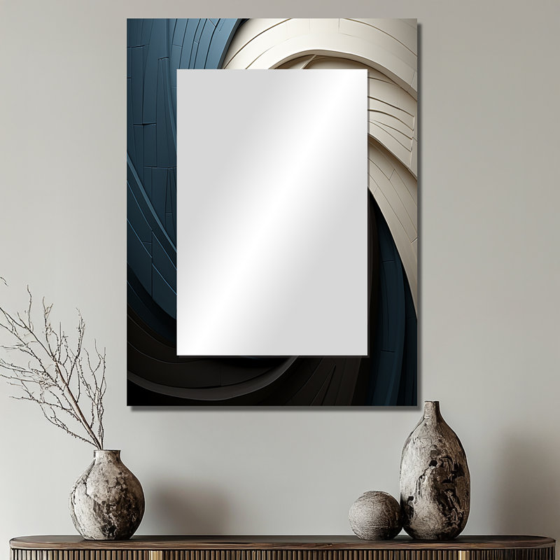 Geometric Spiral I - Abstract Spirals Mirror, miroir mural décoratif moderne, impression sur métal, 32 po x 24 po