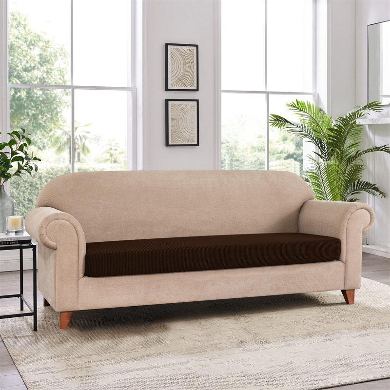 Box Cushion Loveseat Slipcover, Chocolate