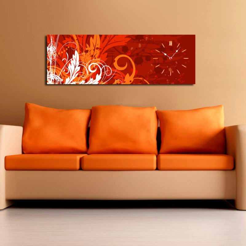 Horloge murale élégante en toile 11,8 po x 35,4 po | Toile 100% suède avec cadre 100% bois (épaisseur: 1,2 po) | Décoration élégante pour le salon, la chambre à coucher et le bureau, design intemporel