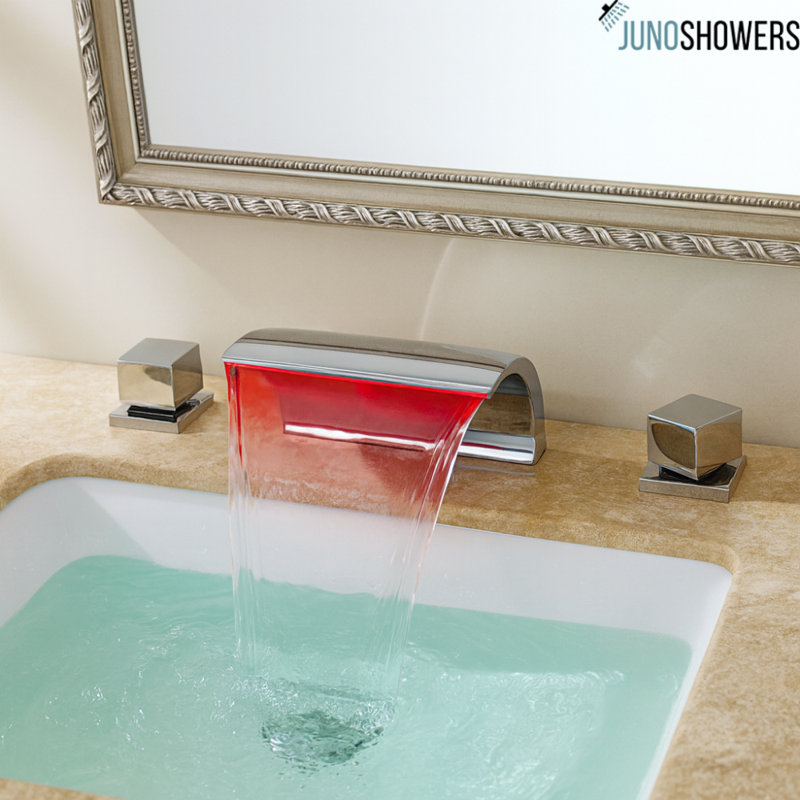 Robinet de lavabo de salle de bain chromé avec robinet à deux poignées