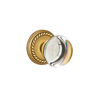 Ensemble de boutons de passage Emtek avec rosette en corde et bouton en verre Providence