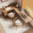 Brown L-Shaped Solid Wood  corner  desk-108349346-108349343