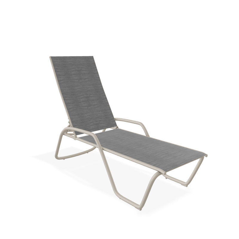 Outdoor Rust-Resistant Metal Chaise Lounge, Textured Desert, Collect Charcoal