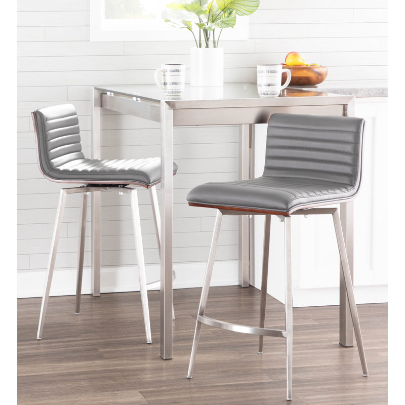Middlebrook Swivel Upholstered Counter Stool with Metal Frame, Light Gray