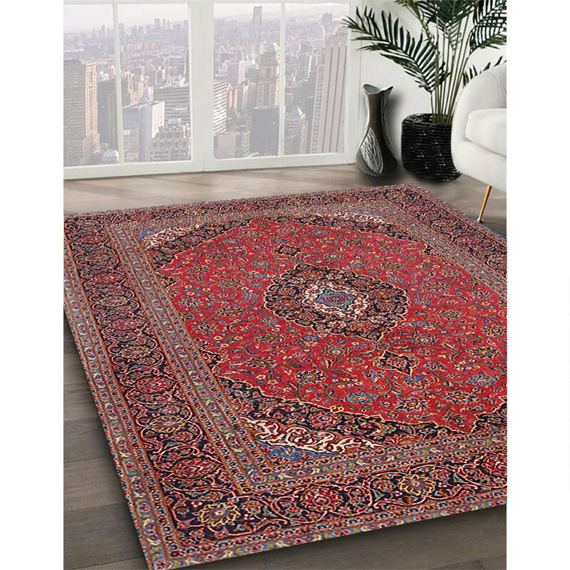 Tapis traditionnel rouge / bleu, Rectangle 7 pi x 10 pi