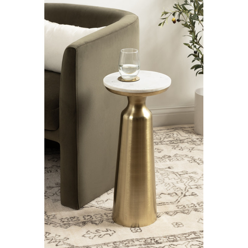 Modern Round Marble Drink Table, Gold