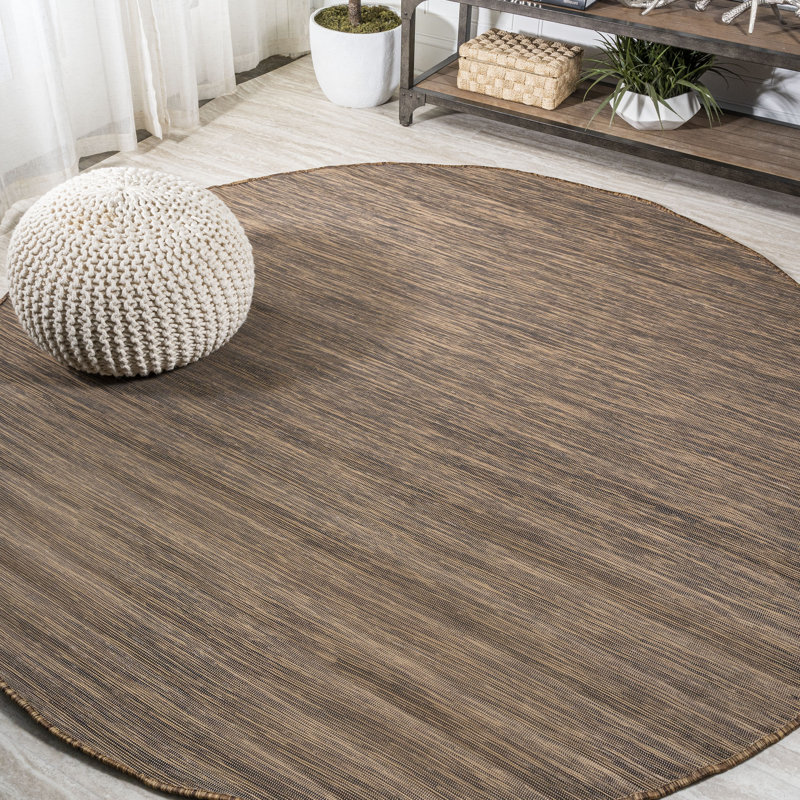 Tapis intérieur / extérieur brun Alianna, Rond 6 pi 7 po