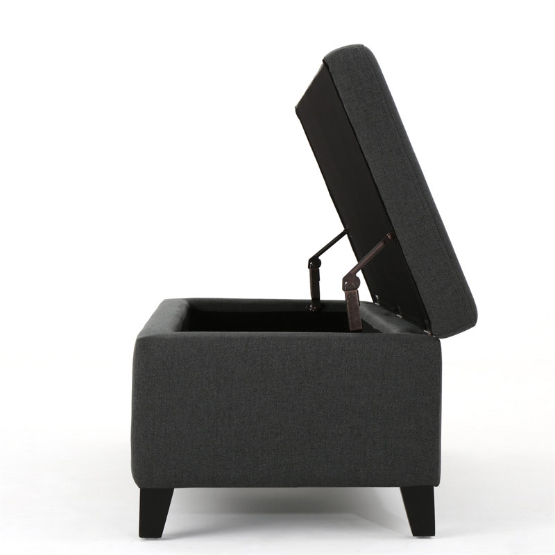 Afrim 50.5'' Wide Rectangle Storage Ottoman, Dark Grey Polyester Blend