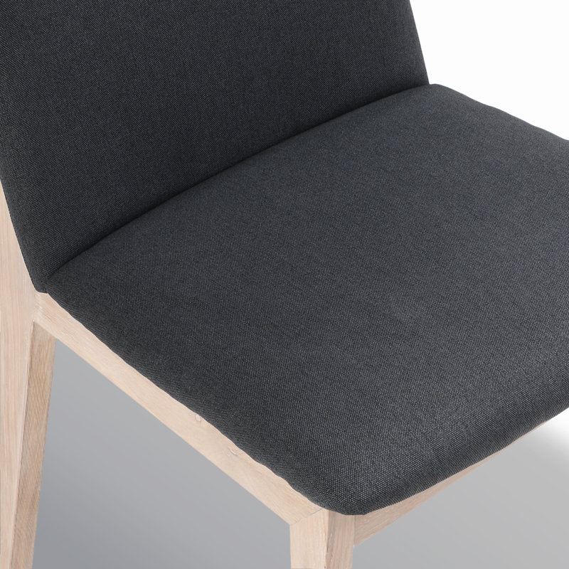 Chaise rembourrée en bois massif Anrey, Gris foncé, Naturel