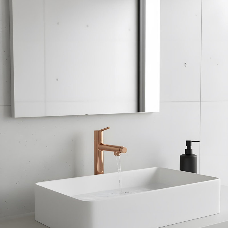 Fountain and Flow Mode Two-in-one Single Handle Bathroom Faucet, Rose Gold