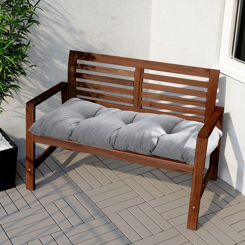 Garden Bench Seat and Back Cushion, Light Grey, 10cm H x 120cm L x 40cm W